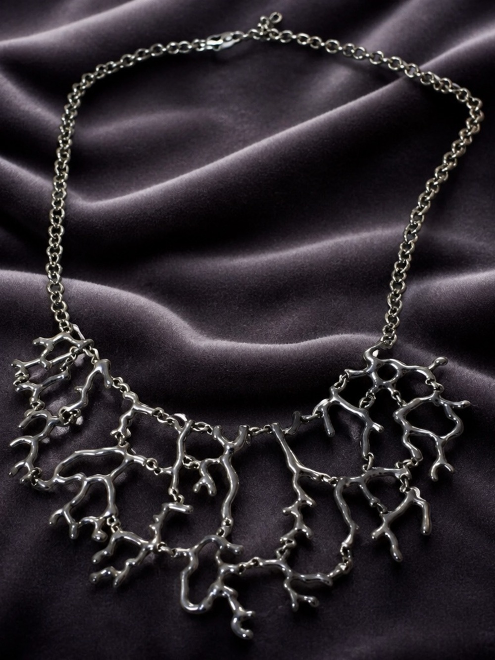 Silver Coral Branch Statement Necklace - Women Jewelry
